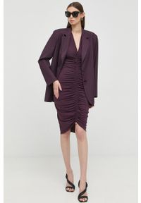 Patrizia Pepe marynarka kolor fioletowy jednorzędowa gładka. Okazja: na co dzień. Kolor: fioletowy. Materiał: materiał. Wzór: gładki. Styl: casual, klasyczny #5