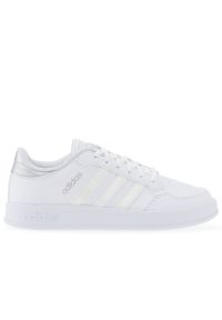 Adidas - Buty adidas Tenis Breaknet GX4322 - białe. Zapięcie: pasek. Kolor: biały. Materiał: guma, syntetyk, skóra. Szerokość cholewki: normalna. Wzór: aplikacja. Sport: tenis
