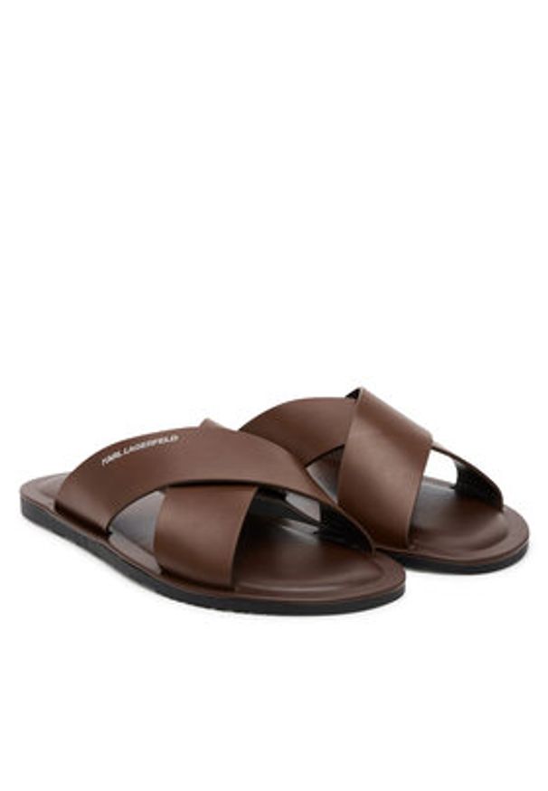 Karl Lagerfeld - KARL LAGERFELD Klapki Kastor III KL70214 Brązowy. Kolor: brązowy. Materiał: skóra