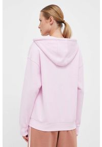 adidas Originals bluza damska kolor różowy z kapturem gładka. Typ kołnierza: kaptur. Kolor: różowy. Materiał: materiał. Wzór: gładki #5