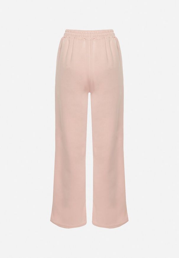 Born2be - Jasnoróżowe Klasyczne Szerokie Spodnie z Wysokim Stanem i Gumką w Pasie Lortia. Stan: podwyższony. Kolor: różowy. Styl: klasyczny