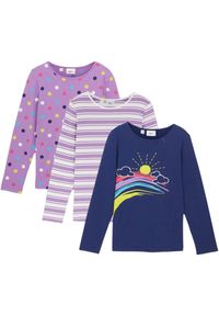 bonprix - Shirt z długim rękawem, z czystej bawełny organicznej (3 szt.). Kolor: niebieski. Materiał: bawełna. Długość rękawa: długi rękaw. Długość: długie. Wzór: nadruk #1