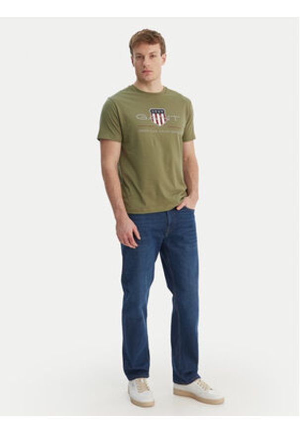 GANT - Gant T-Shirt Archive Shield 2003199 Zielony Regular Fit. Kolor: zielony. Materiał: bawełna