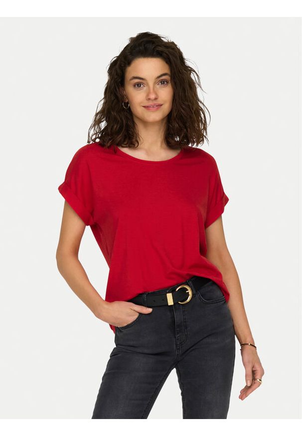 only - ONLY T-Shirt Moster 15106662 Czerwony Regular Fit. Kolor: czerwony. Materiał: wiskoza