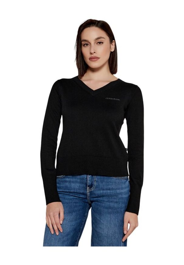 Guess Jeans Sweter w4br84z3ho2-jblk Czarny Regular Fit. Kolor: czarny. Materiał: syntetyk