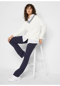 bonprix - Legginsy z poszerzanymi nogawkami. Kolor: niebieski. Materiał: bawełna #2