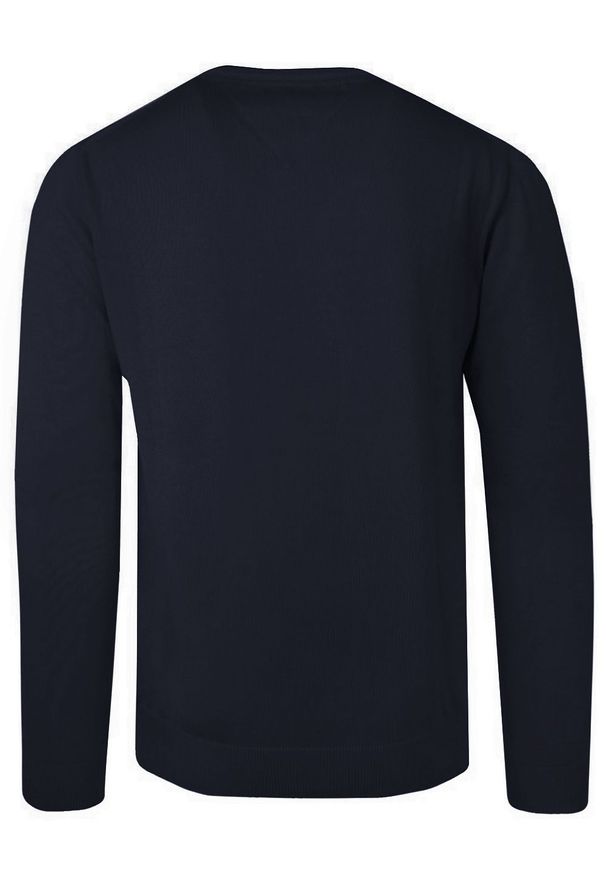 Sweter Bawełniany - Bartex - Okrągły Dekolt - Granatowy. Okazja: na spotkanie biznesowe, do pracy, na co dzień. Kolor: niebieski. Materiał: bawełna. Styl: biznesowy, klasyczny, elegancki, casual