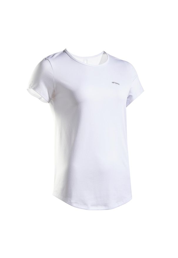 ARTENGO - Koszulka tenisowa z okrągłym dekoltem damska Artengo Dry Essential 100 Club. Kolor: biały. Materiał: poliester, materiał. Sport: tenis