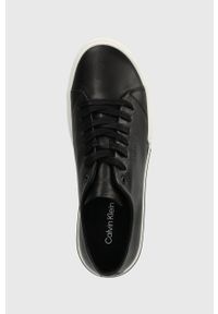 Calvin Klein tenisówki skórzane LOW TOP LACE UP męskie kolor czarny HM0HM01177. Nosek buta: okrągły. Kolor: czarny. Materiał: skóra #5