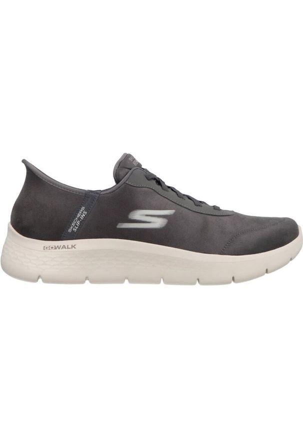 skechers - Buty sportowe Sneakersy męskie, Slip-Ins: GO Walk Flex - Smooth Motion. Kolor: szary. Sport: turystyka piesza