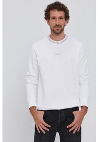 Calvin Klein Jeans Bluza bawełniana męska kolor biały z nadrukiem. Okazja: na co dzień. Kolor: biały. Materiał: bawełna. Wzór: nadruk. Styl: casual