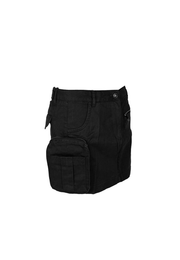 John Richmond Spódniczka | ZPA24015MG | Kobieta | Czarny. Okazja: na co dzień. Kolor: czarny. Materiał: bawełna. Wzór: aplikacja, moro. Styl: casual, militarny, elegancki