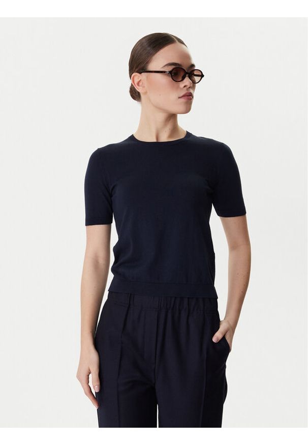 Weekend Max Mara T-Shirt Gabarra 2615361081 Granatowy Slim Fit. Kolor: niebieski. Materiał: bawełna