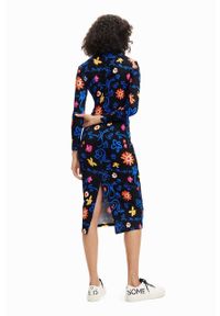 Desigual sukienka midi dopasowana. Materiał: materiał, dzianina, wiskoza. Długość rękawa: długi rękaw. Typ sukienki: dopasowane. Długość: midi #2