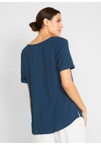 Bluzka shirtowa z przyjaznej dla środowiska wiskozy bonprix ciemnoniebieski. Kolor: niebieski. Materiał: wiskoza #3