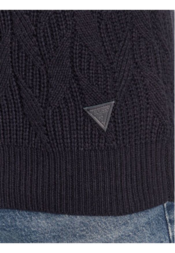 Guess Sweter M4BR19 Z3HD1 Granatowy Regular Fit. Kolor: niebieski. Materiał: syntetyk, bawełna