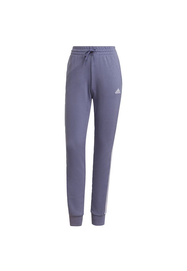 Adidas - Spodnie damskie adidas Essentials French Terry 3-Stripes Pants. Kolor: biały, wielokolorowy, fioletowy. Materiał: dresówka. Długość: długie