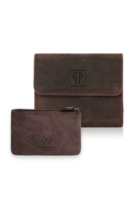Zestaw skórzany portfel i etui na klucze PAOLO PERUZZI ZUP-64-BR brązowy. Kolor: brązowy. Materiał: skóra #1