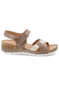 Brązowe Sandały Wasak Mode Obuwie Damskie. Okazja: na co dzień. Zapięcie: rzepy. Kolor: brązowy. Materiał: skóra, materiał. Sezon: lato. Styl: casual #4