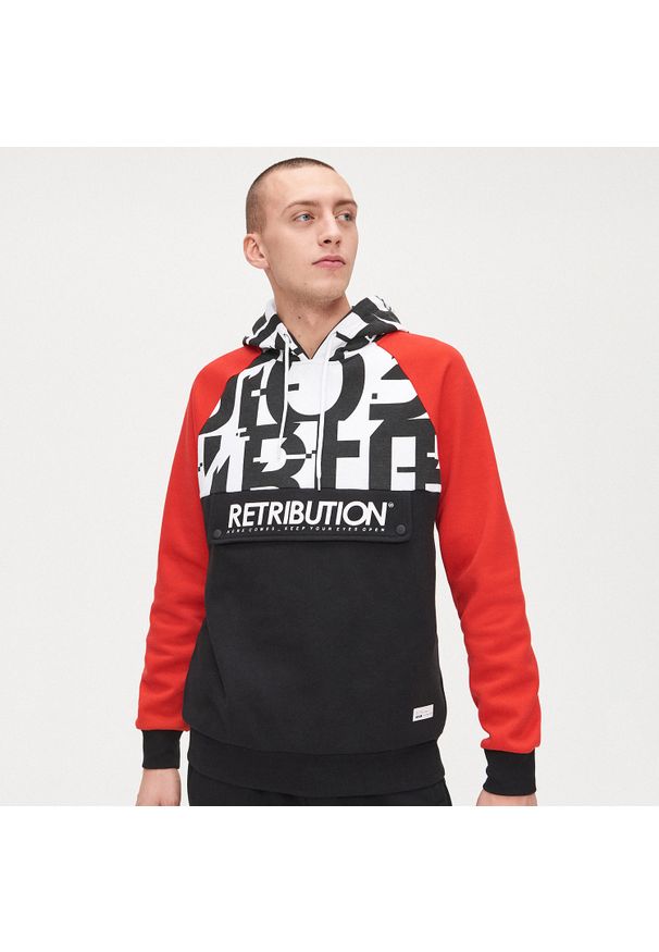 Cropp - Bluza z kontrastowym nadrukiem - Czerwony. Kolor: czerwony. Wzór: nadruk