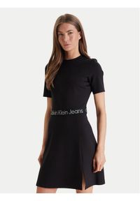 Calvin Klein Jeans Sukienka codzienna LV047F290G Czarny Regular Fit. Okazja: na co dzień. Kolor: czarny. Materiał: syntetyk, wiskoza. Typ sukienki: proste. Styl: casual #1