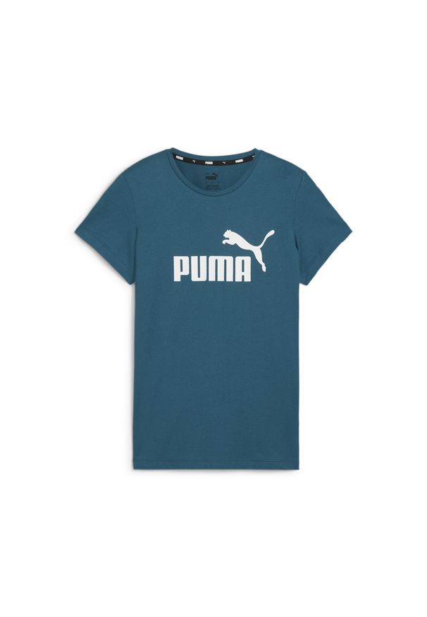 Puma - Damska koszulka z logo Essentials PUMA Cold Green. Kolor: zielony