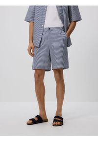 Reserved - Szorty loose fit - granatowy. Kolor: niebieski. Materiał: bawełna, tkanina