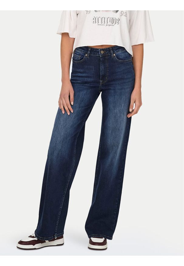 only - ONLY Jeansy Madison 15318405 Granatowy Wide Leg. Kolor: niebieski