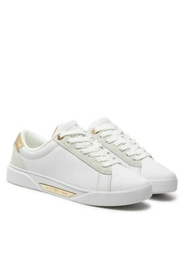 TOMMY HILFIGER - Tommy Hilfiger Sneakersy Chic Court Sneaker FW0FW08382 Biały. Kolor: biały. Materiał: skóra