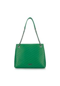 Wittchen - Torebka worek z przeszyciami na łańcuszku zielona. Kolor: zielony. Wzór: haft. Dodatki: z haftem. Materiał: skórzane. Styl: rockowy, casual, elegancki #3