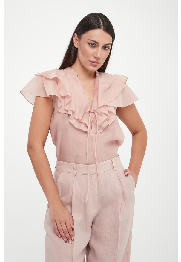 Marella Sport - Top damski z jedwabiem Faraone MARELLA MONOCHROME. Materiał: jedwab