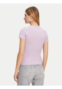 Guess Jeans T-Shirt W4YI23 J1314 Fioletowy Slim Fit. Kolor: fioletowy. Materiał: bawełna