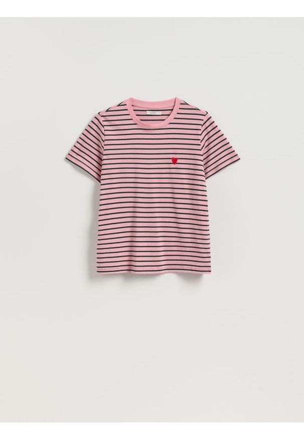 Reserved - T-shirt z sercem - wielobarwny. Materiał: bawełna
