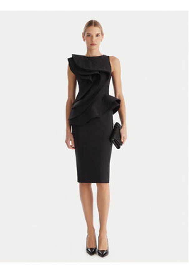 Babylon Sukienka koktajlowa MF0214 Czarny Slim Fit. Kolor: czarny. Materiał: syntetyk. Styl: wizytowy