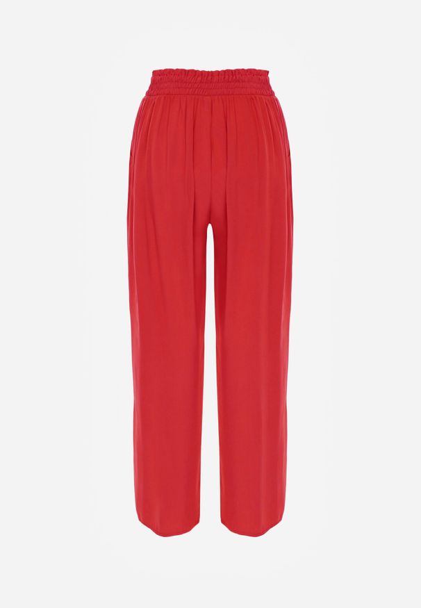 Born2be - Czerwone Spodnie Sharrill. Kolor: czerwony. Materiał: wiskoza. Długość: długie. Wzór: jednolity, gładki, aplikacja. Styl: elegancki