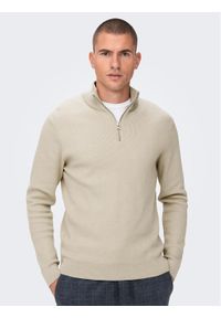 Only & Sons Sweter 22023210 Beżowy Regular Fit. Kolor: beżowy. Materiał: bawełna #1