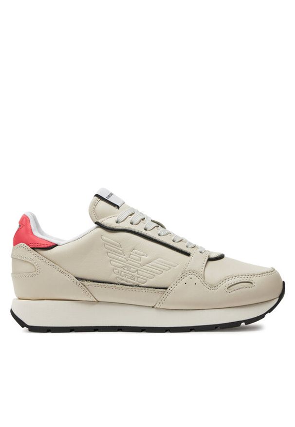 Emporio Armani Sneakersy X3X058 XN205 Q860 Beżowy. Kolor: beżowy. Materiał: skóra