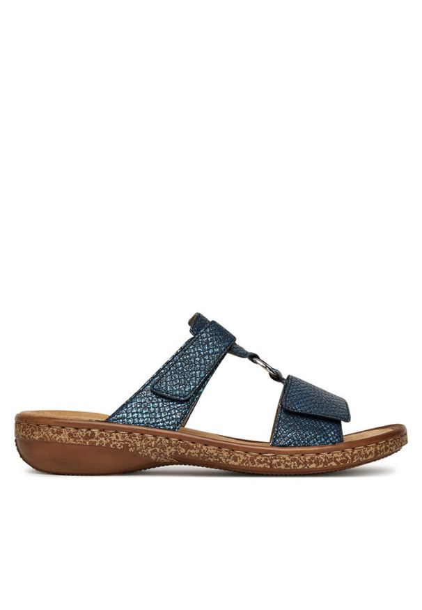 Rieker Klapki 628P9-14 Granatowy. Kolor: niebieski. Materiał: materiał, syntetyk