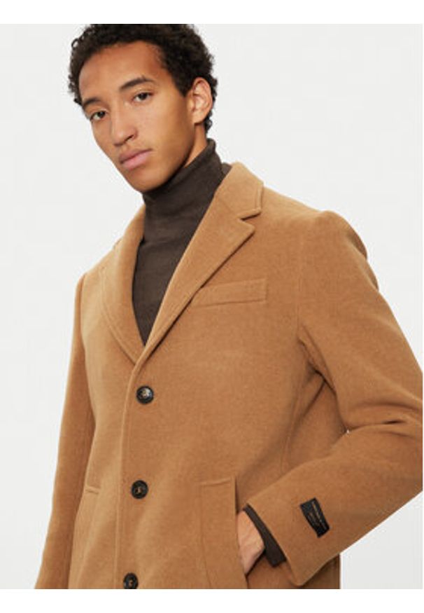 Liu Jo Płaszcz wełniany QXX009 T2583 Brązowy Regular Fit. Kolor: brązowy. Materiał: syntetyk