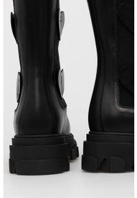 Chiara Ferragni - Kozaki skórzane Boot Hearts. Nosek buta: okrągły. Kolor: czarny. Materiał: skóra. Szerokość cholewki: normalna. Obcas: na platformie #5