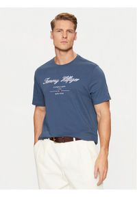 TOMMY HILFIGER - Tommy Hilfiger T-Shirt Script Logo Tee MW0MW33691 Niebieski Regular Fit. Kolor: niebieski. Materiał: bawełna #1