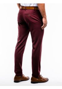 Ombre Clothing - Spodnie męskie chino P832 - bordowe - M. Kolor: czerwony. Materiał: tkanina, poliester, elastan, wiskoza. Styl: elegancki, klasyczny #6