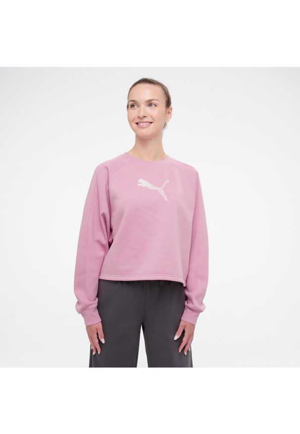 Bluza damska Puma Gym & Pilates crop. Kolor: różowy. Materiał: bawełna, materiał. Sport: joga i pilates