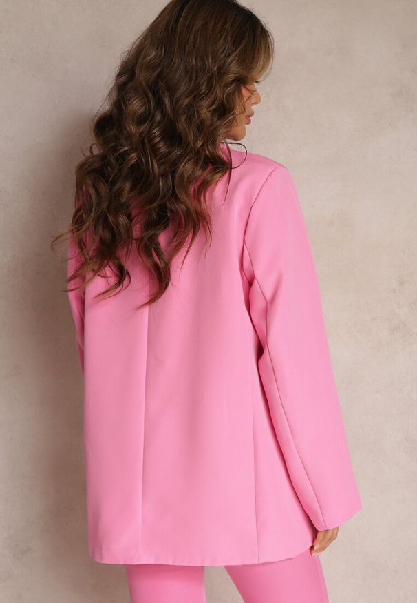 Renee - Różowa Marynarka Oversize Niezapinana Charme. Kolor: różowy. Materiał: materiał