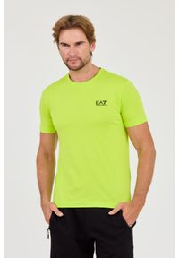 EA7 Emporio Armani - EA7 Neonowy męski t-shirt bawełniany, Rozmiar M. Kolor: zielony. Materiał: bawełna