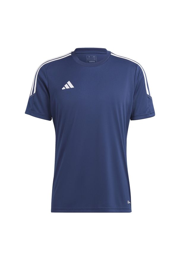 Koszulka do piłki nożnej Adidas Tiro 23 Club. Kolor: niebieski. Materiał: tkanina, poliester, prążkowany