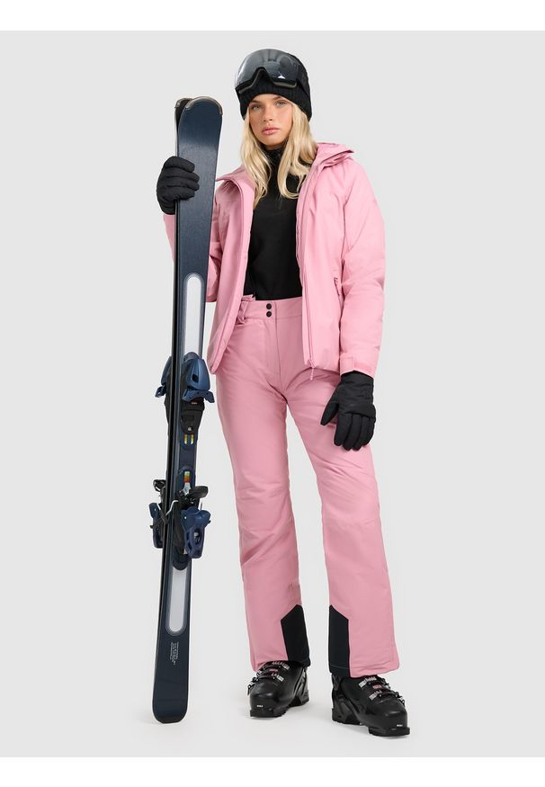 4f - 4F Kurtka narciarska membrana 5000 damska - różowa XL. Okazja: na co dzień. Typ kołnierza: kaptur. Kolor: różowy. Materiał: dzianina, tkanina, syntetyk, materiał, poliester. Sezon: zima. Styl: casual, klasyczny, sportowy