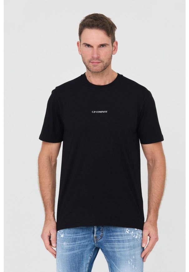 C.P. Company - C.P. COMPANY Czarny męski t-shirt Short Sleeve, Rozmiar M. Kolor: czarny. Materiał: bawełna