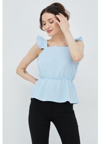 Vero Moda bluzka bawełniana damska gładka. Okazja: na co dzień. Kolor: niebieski. Materiał: bawełna. Wzór: gładki. Styl: casual #2