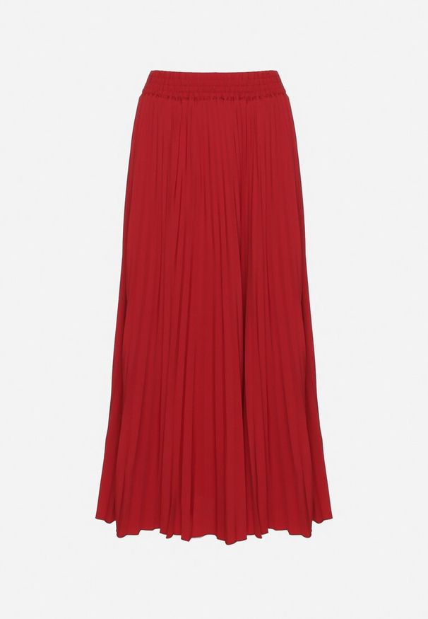 Born2be - Bordowa Spódnica Plisowana o Rozkloszowanym Kroju z Gumką w Talii Sarlimi. Okazja: na co dzień, na spotkanie biznesowe, do pracy. Kolor: czerwony. Styl: elegancki, biznesowy, casual